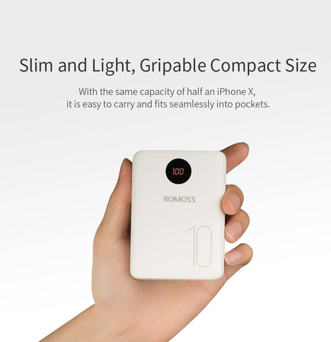 Romoss OM10 With LCD 10000mah Power Bank 3 Input 2 Output